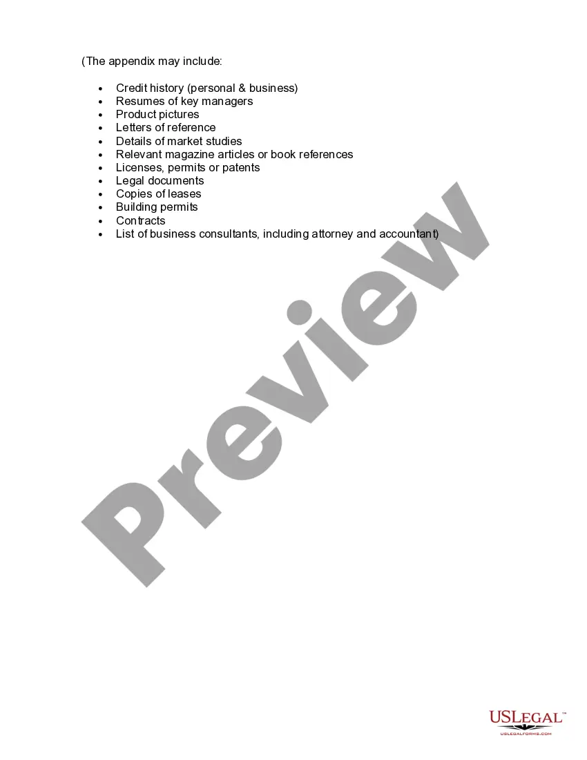 Preview Sample Business Plan Template