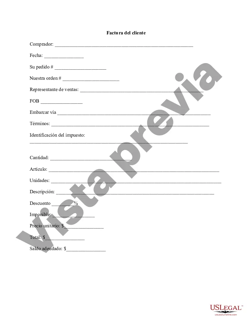 Preview Plantilla de factura de cliente