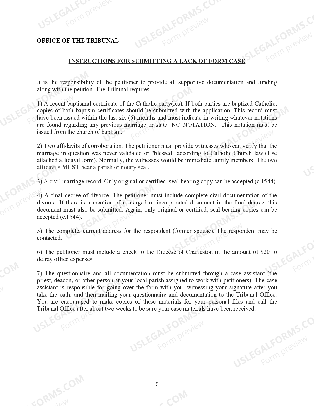 Petition for a Decree of Lack of Canonical Form | US Legal Forms