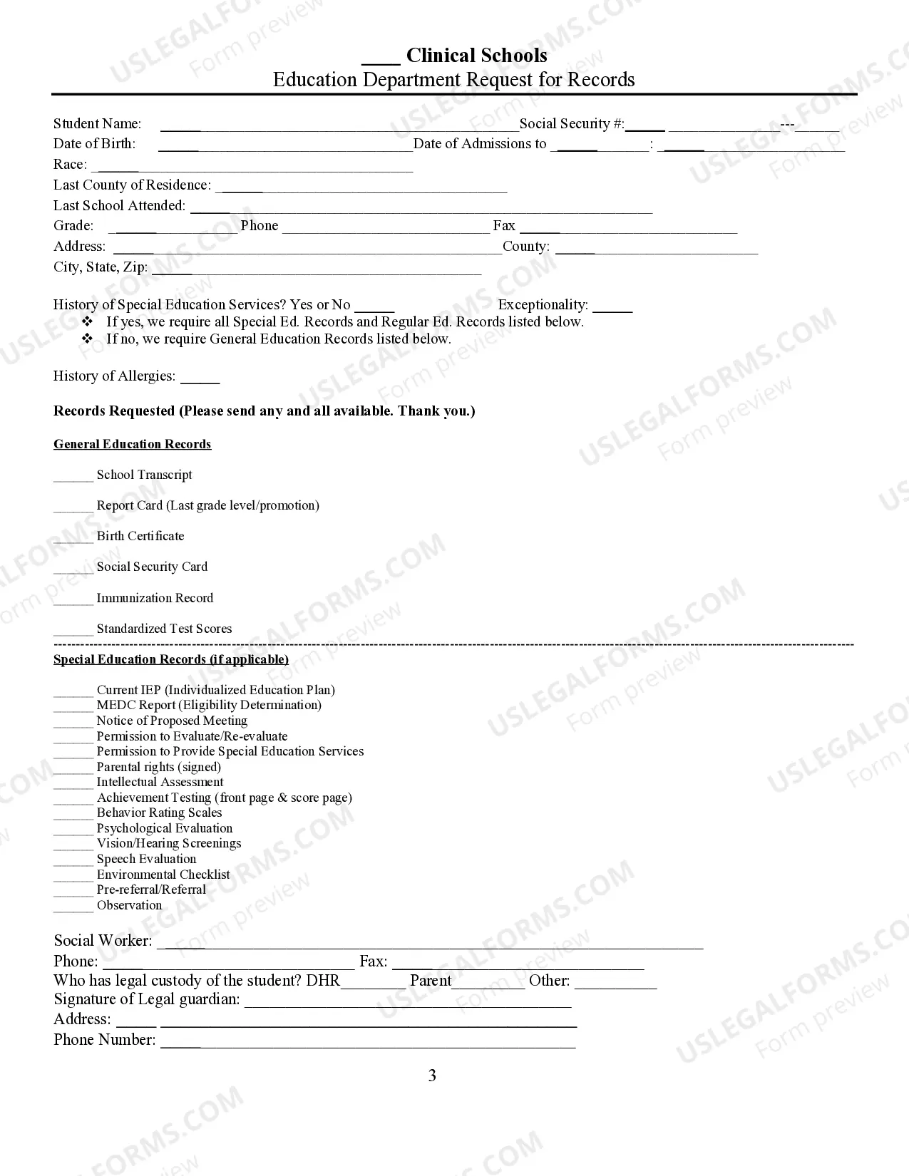 Preview Residential Treatment Clinical School Admission Packet