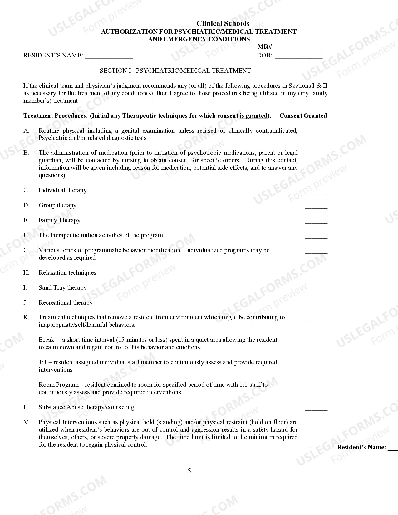 Preview Residential Treatment Clinical School Admission Packet