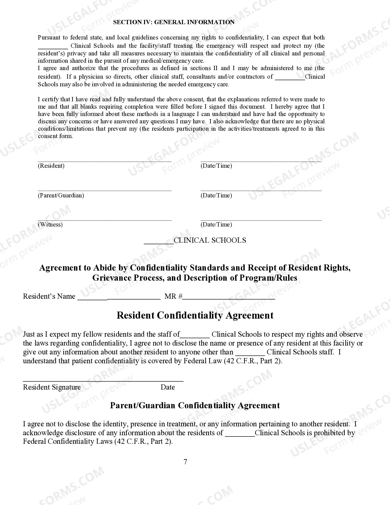 Preview Residential Treatment Clinical School Admission Packet
