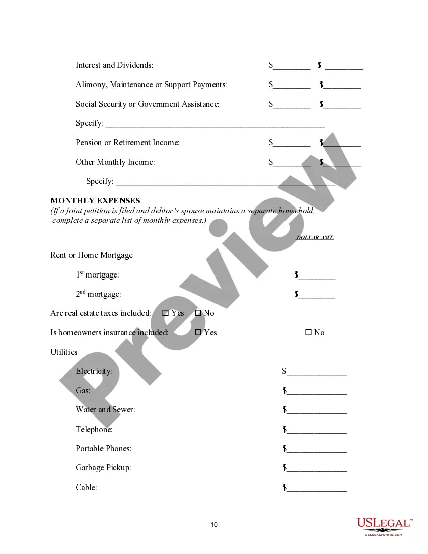 Preview Bankruptcy Assessment Survey