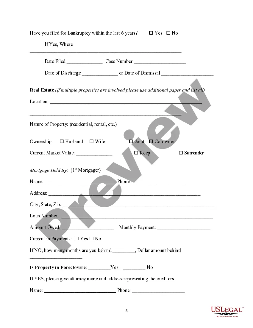 Preview Bankruptcy Assessment Survey