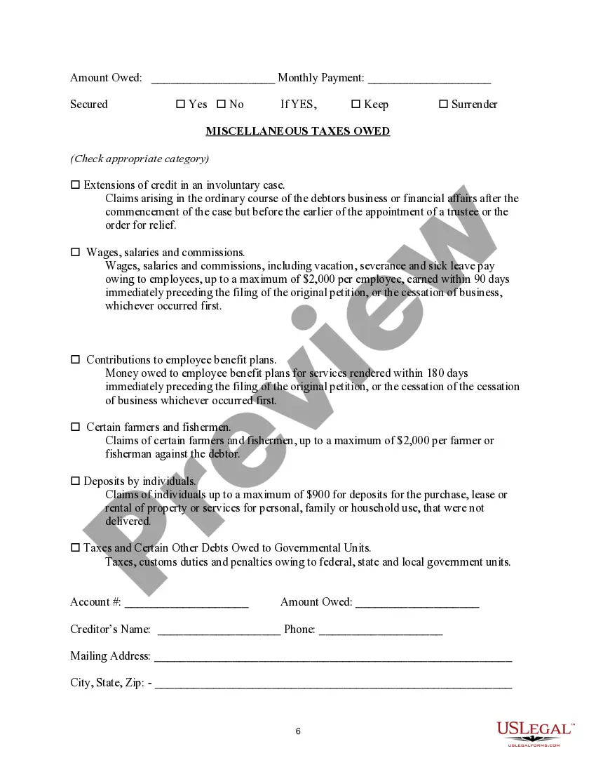 Preview Bankruptcy Assessment Survey