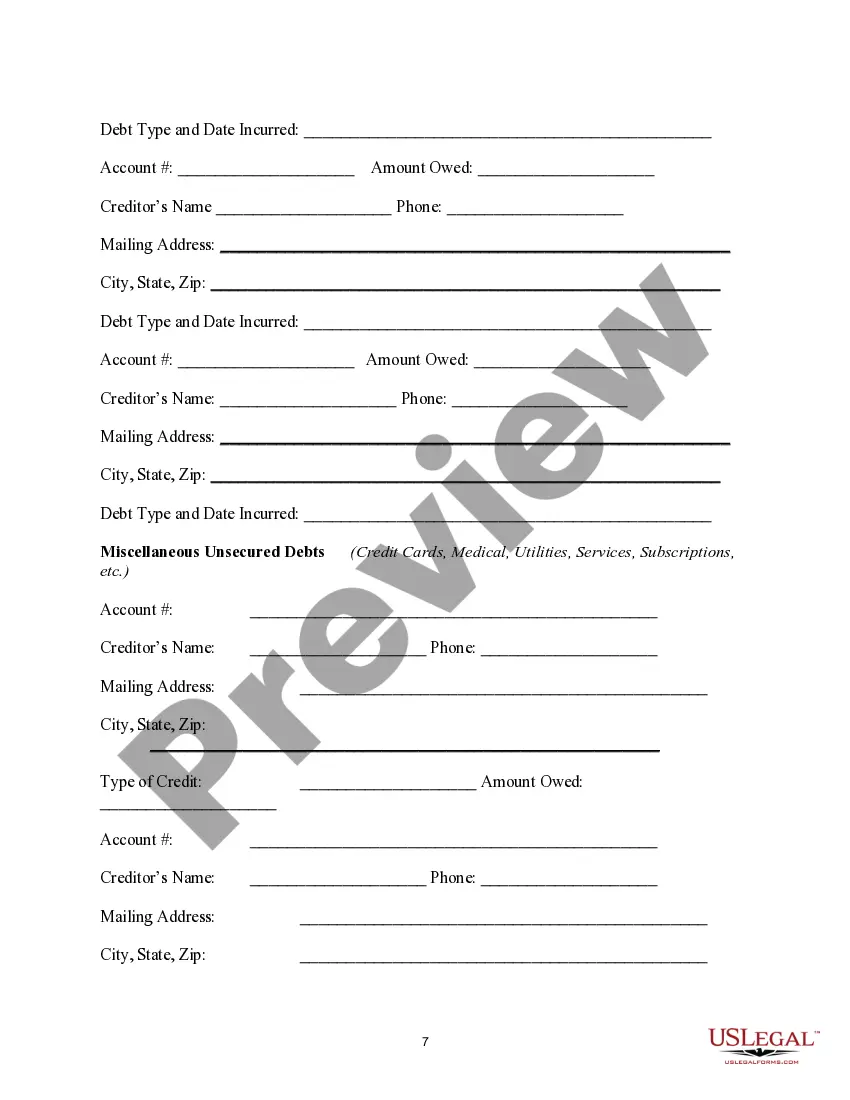 Preview Bankruptcy Assessment Survey