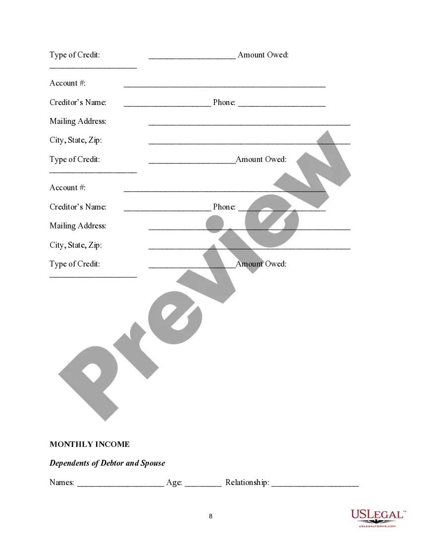 Preview Bankruptcy Assessment Survey