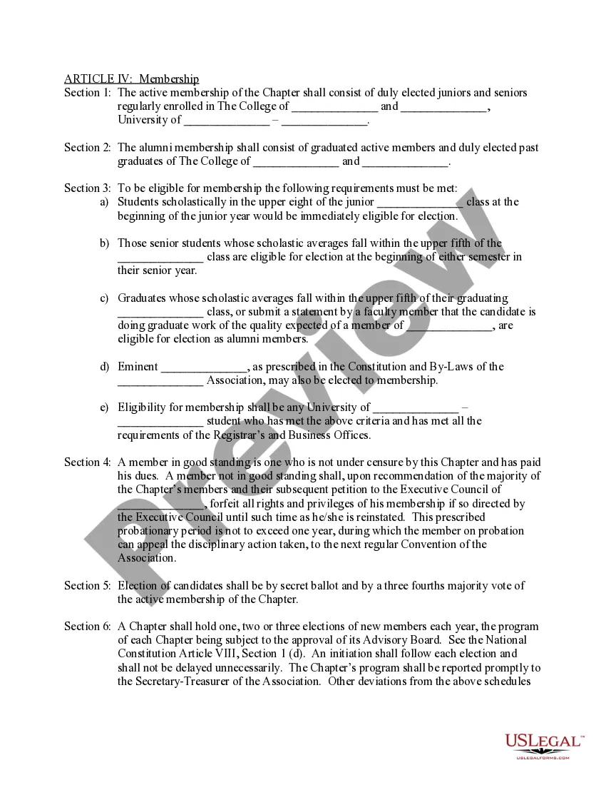 Preview Constitution for a Greek Fratenity or Sorority