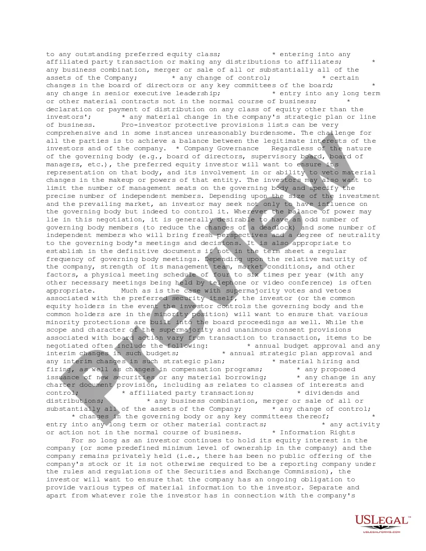 Get Venture Capital Term Sheet Guidelines Checklist Preview Venture Capital Term Sheet Guidelines Checklist