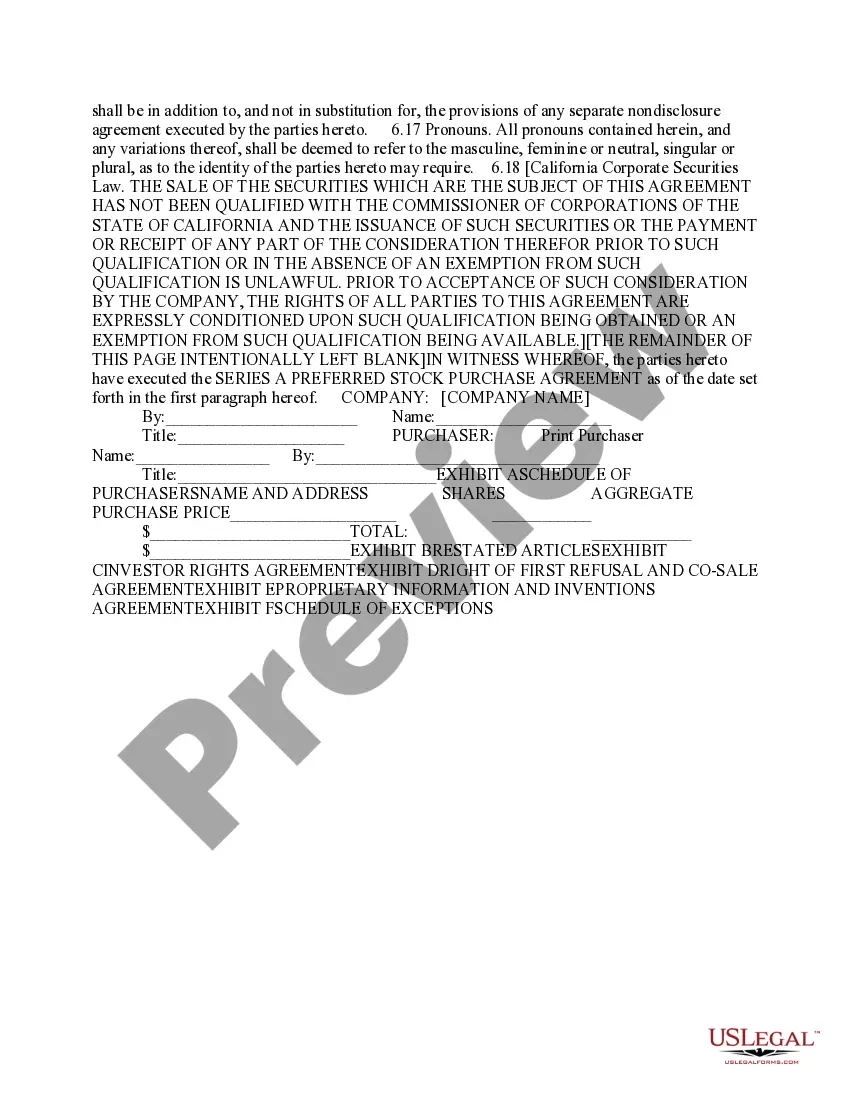 Get Series A Preferred Stock Purchase Agreement Preview Series A Preferred Stock Purchase Agreement