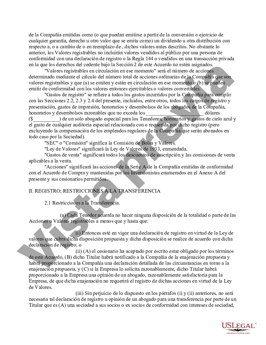 Preview Acuerdo de derechos de los inversores