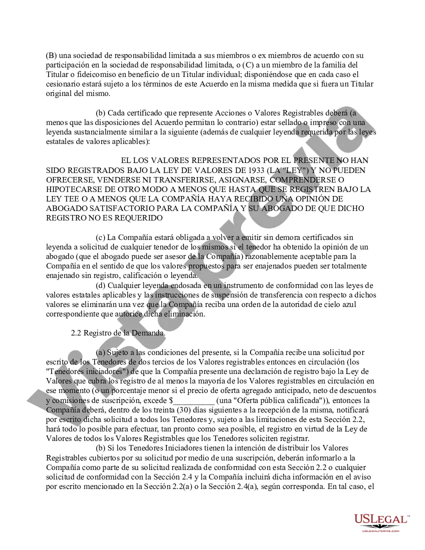 Preview Acuerdo de derechos de los inversores