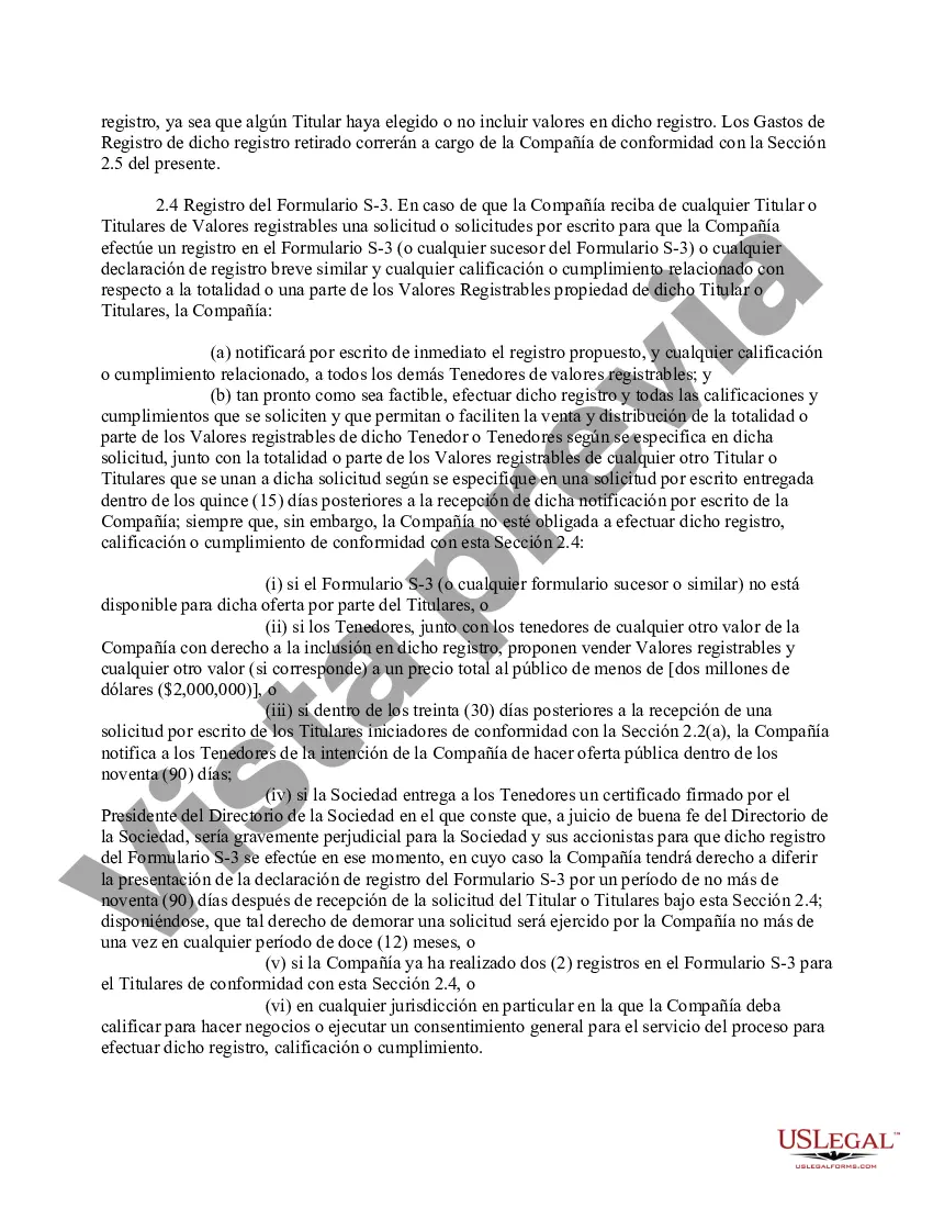 Preview Acuerdo de derechos de los inversores