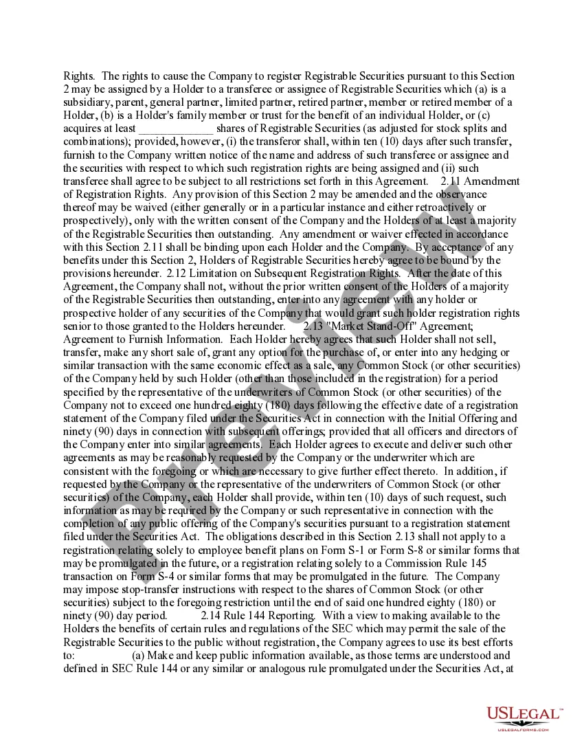 Preview Investor Rights Agreement