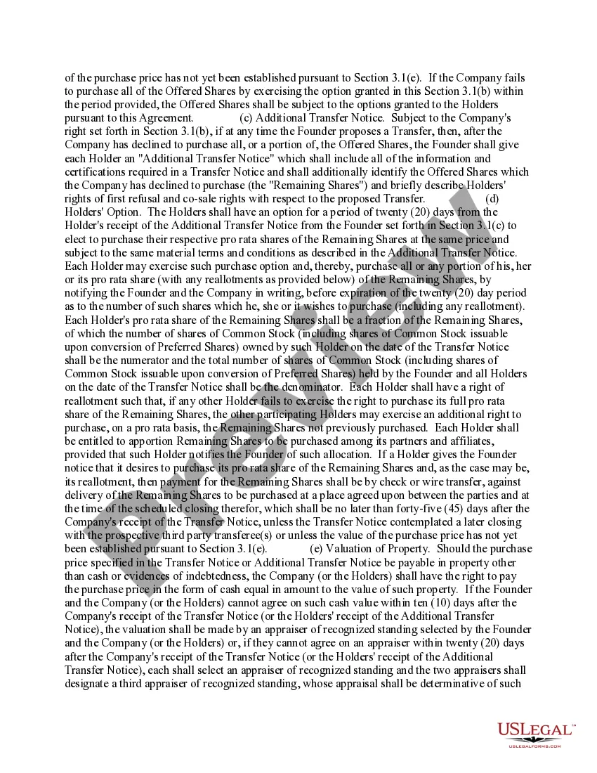 Get Right of First Refusal and Co-Sale Agreement Preview Right of First Refusal and Co-Sale Agreement