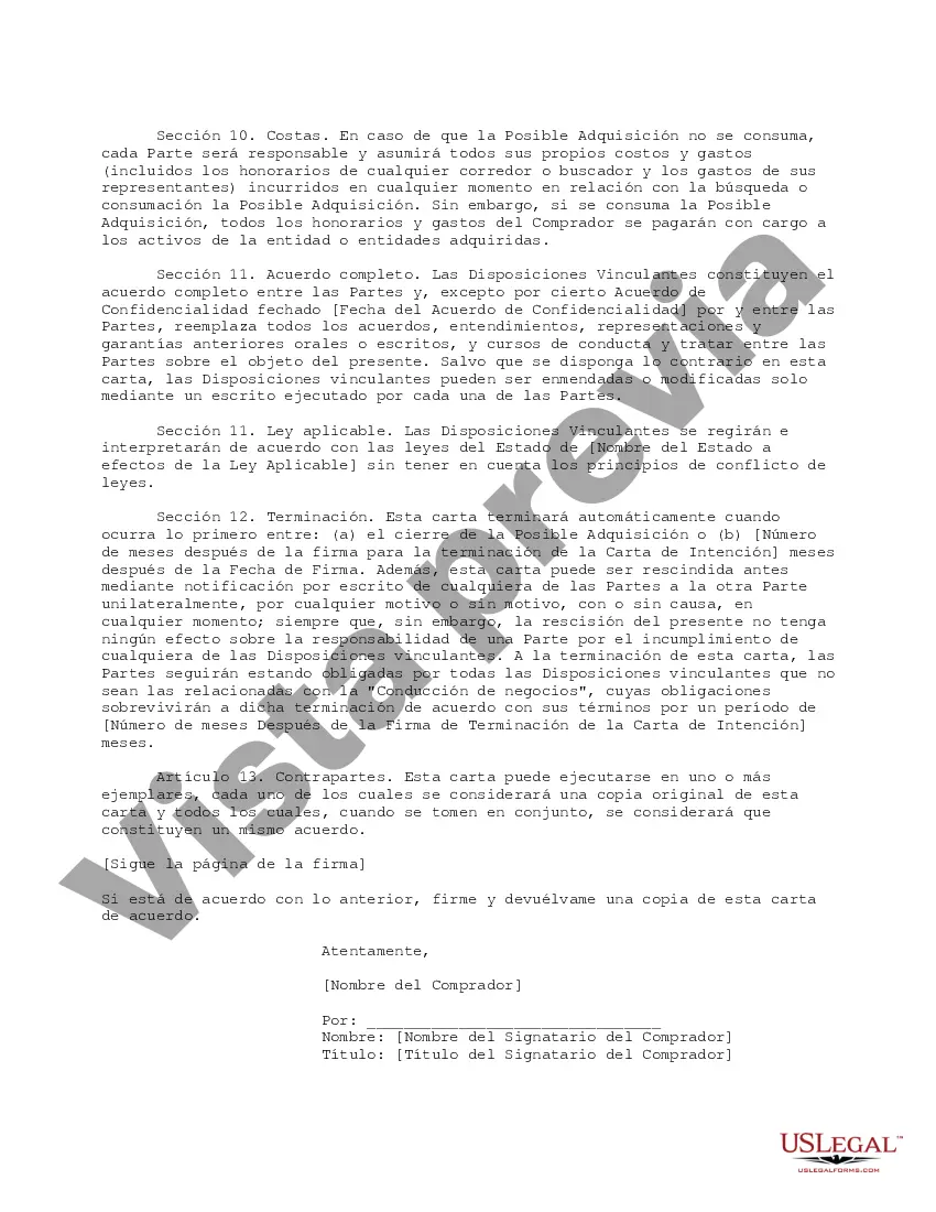 Preview Carta de Intención Simple para Adquisición de Acciones