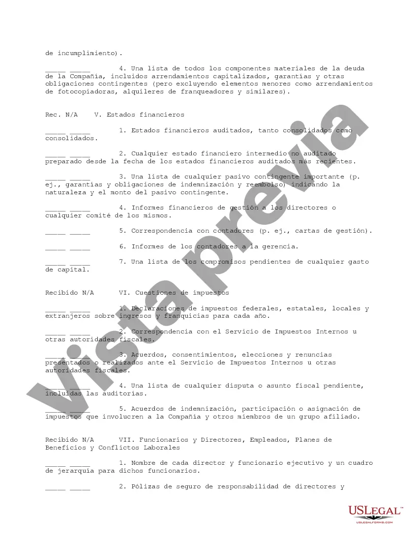 Preview Formulario de solicitud de debida diligencia de inversión de capital