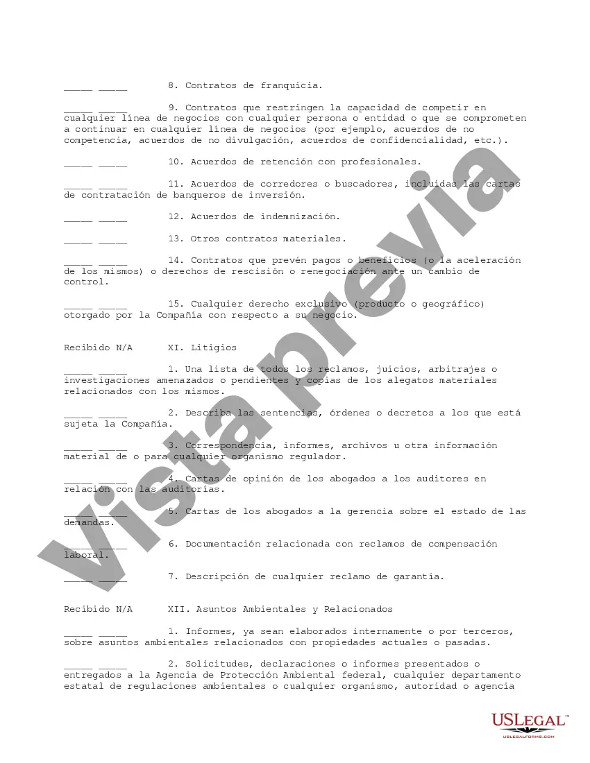 Preview Formulario de solicitud de debida diligencia de inversión de capital