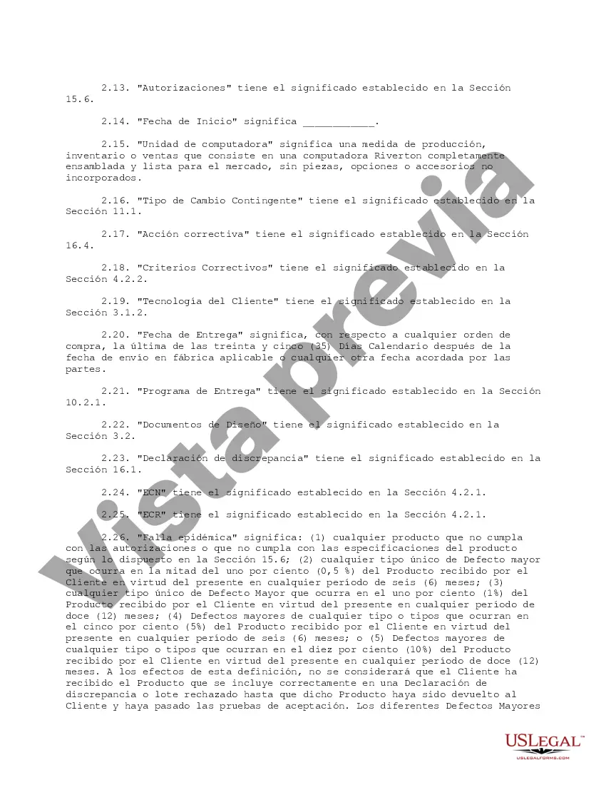 Preview Acuerdo de fabricación y desarrollo personalizado