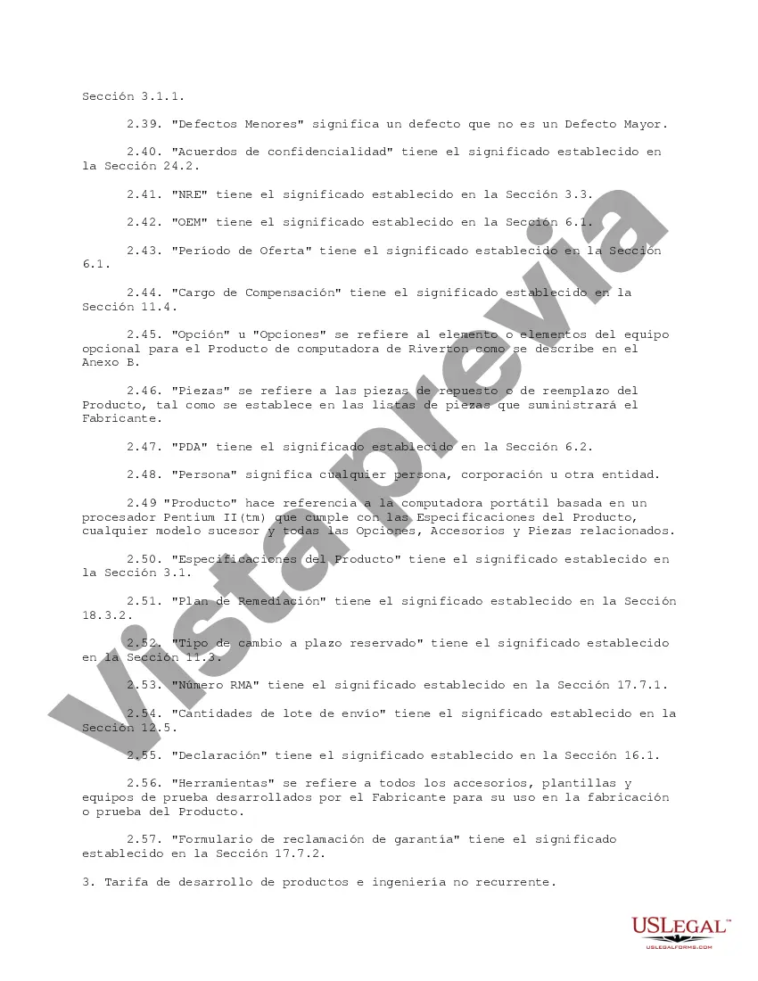 Preview Acuerdo de fabricación y desarrollo personalizado