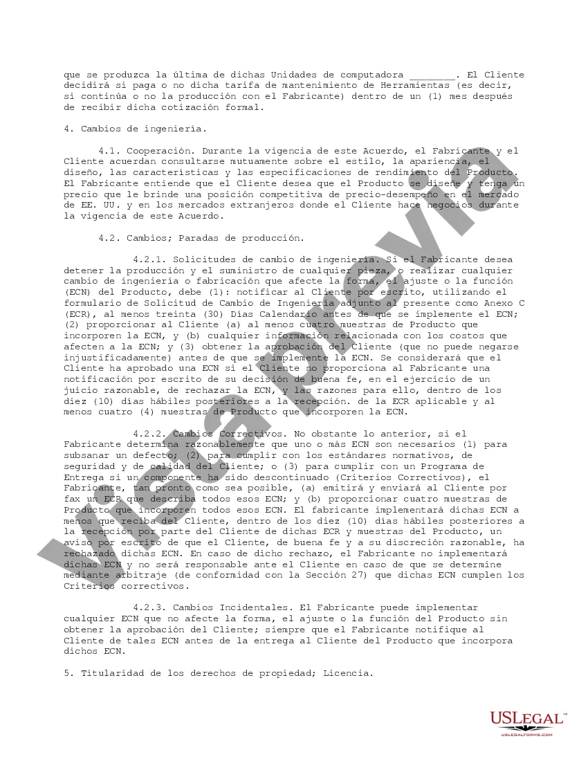 Preview Acuerdo de fabricación y desarrollo personalizado