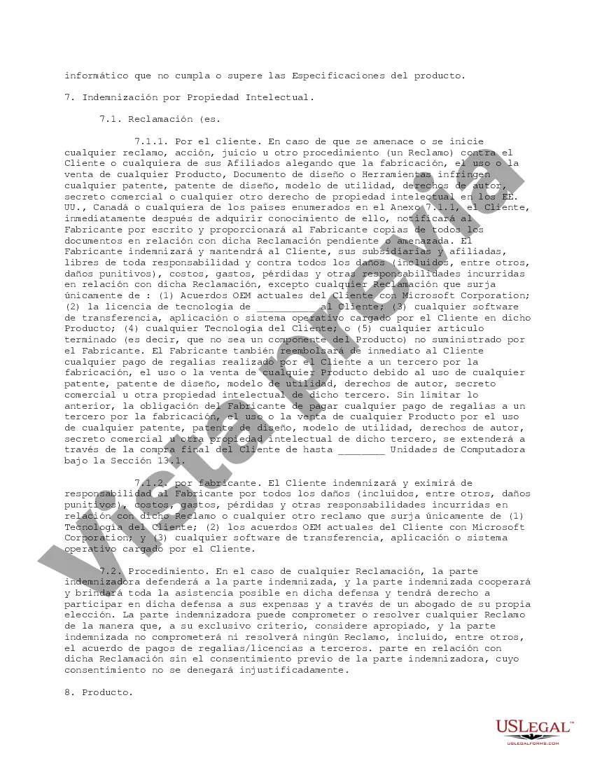 Preview Acuerdo de fabricación y desarrollo personalizado