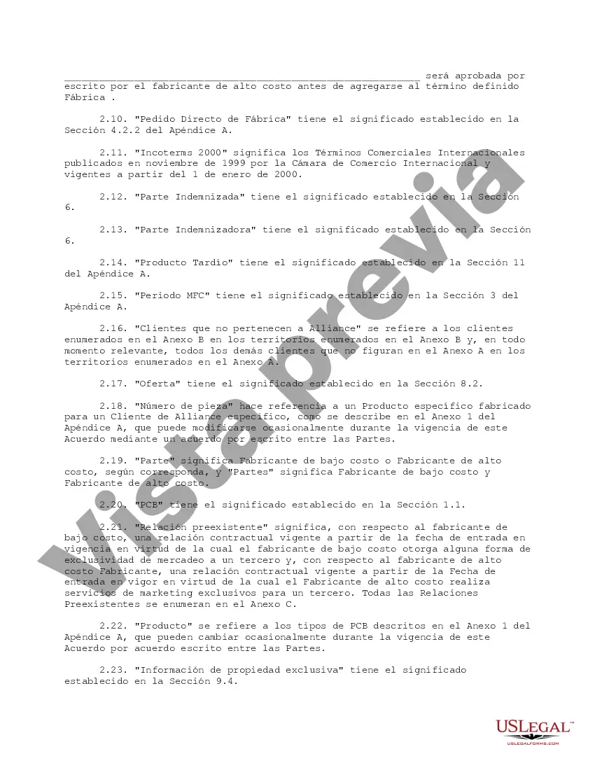 Preview Contrato de acuerdo de alianza de placa de circuito