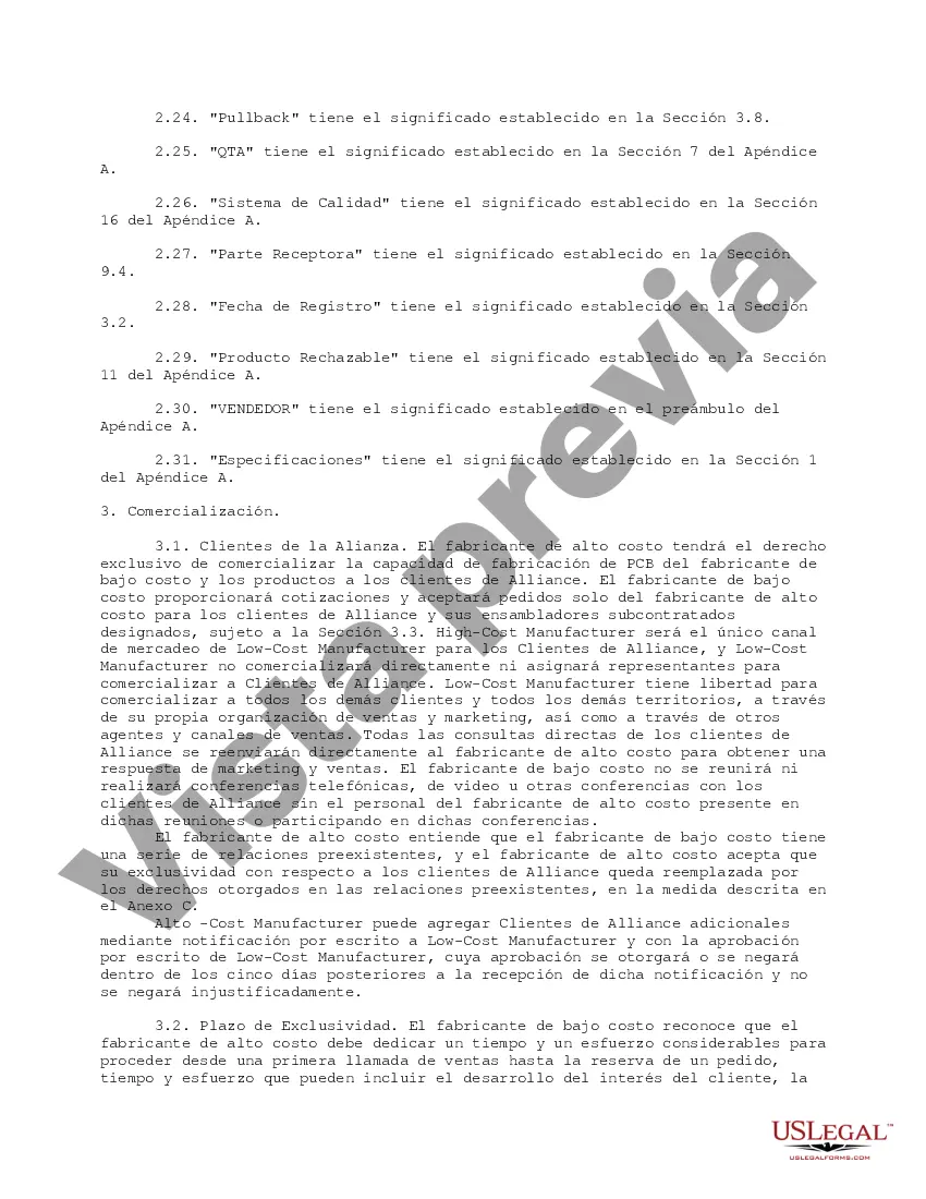 Preview Contrato de acuerdo de alianza de placa de circuito