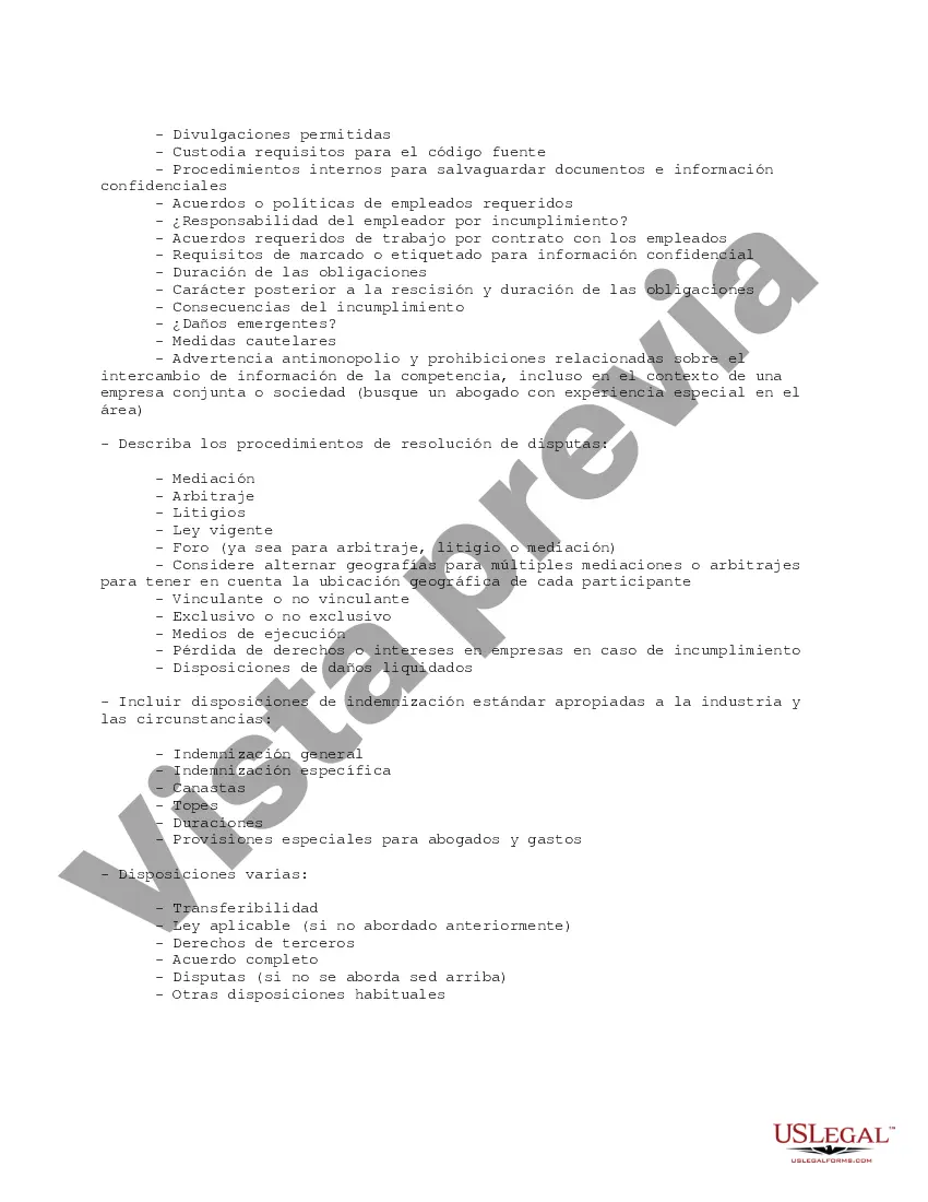 Get Lista de verificación para acuerdos de asociación y empresas conjuntas de propiedad intelectual Preview Lista de verificación para acuerdos de asociación y empresas conjuntas de propiedad intelectual