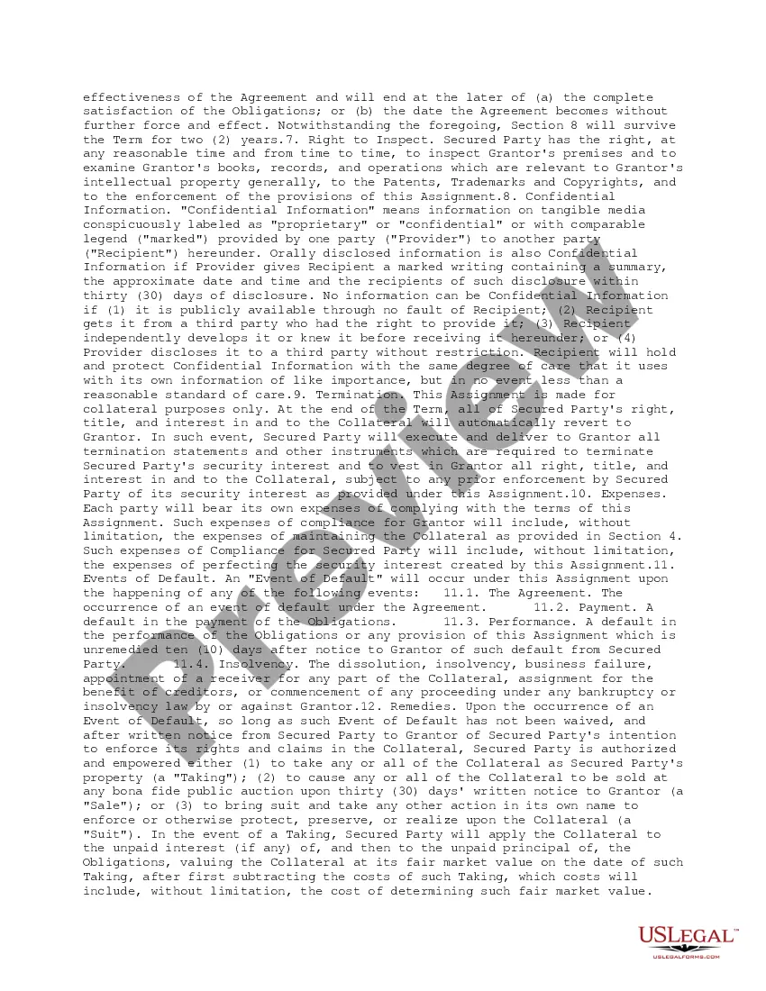 Preview Collateral Assignment of Intellectual Property
