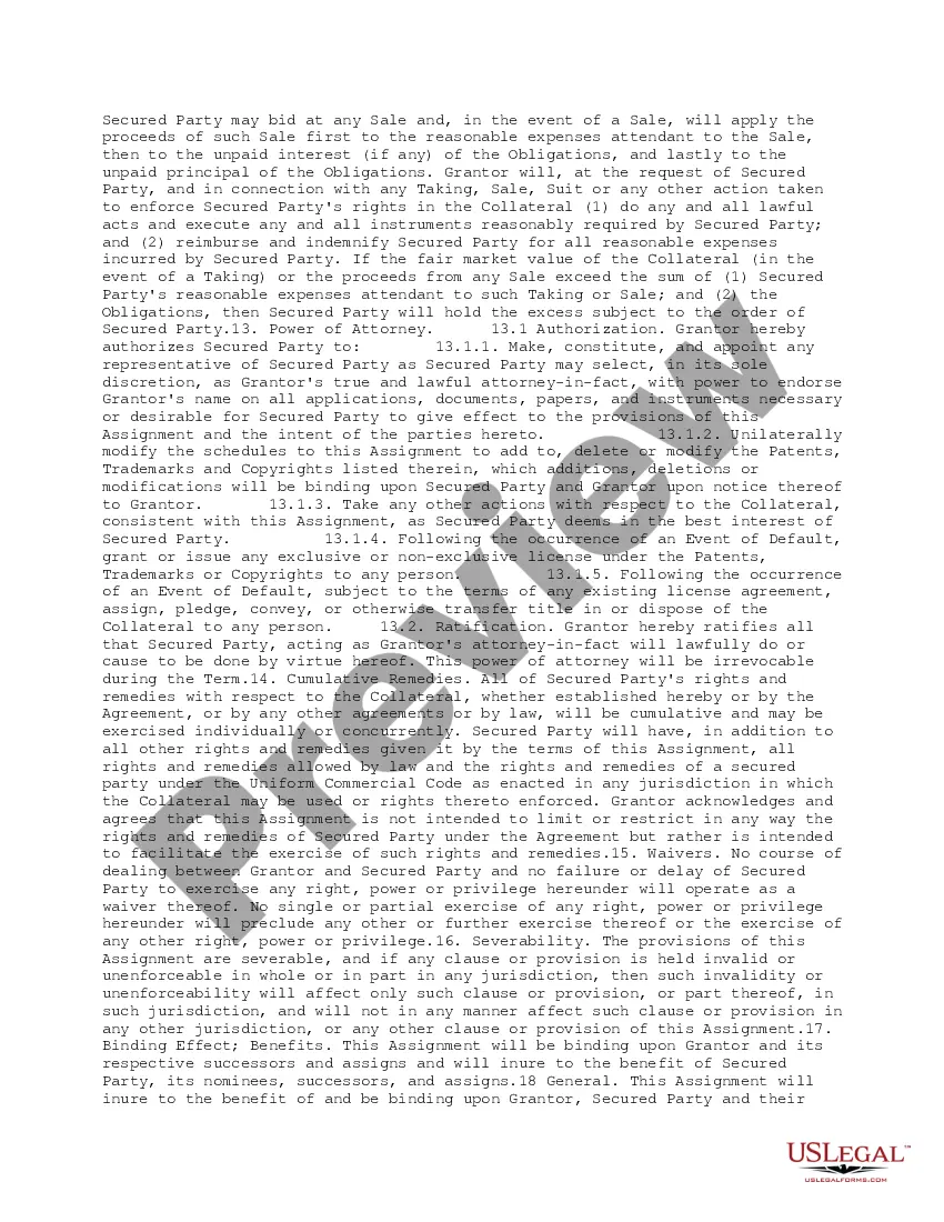 Preview Collateral Assignment of Intellectual Property