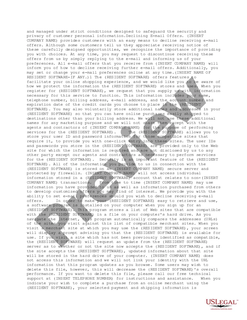 Preview Sample Web Site Privacy Statement