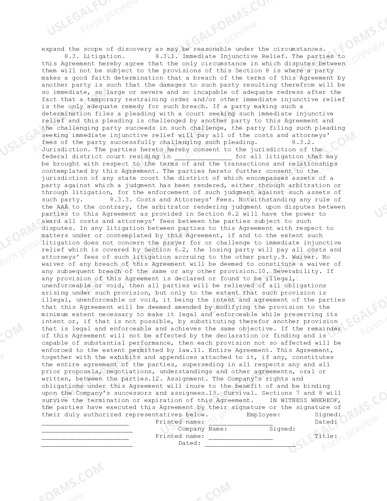 Preview Employment Agreement