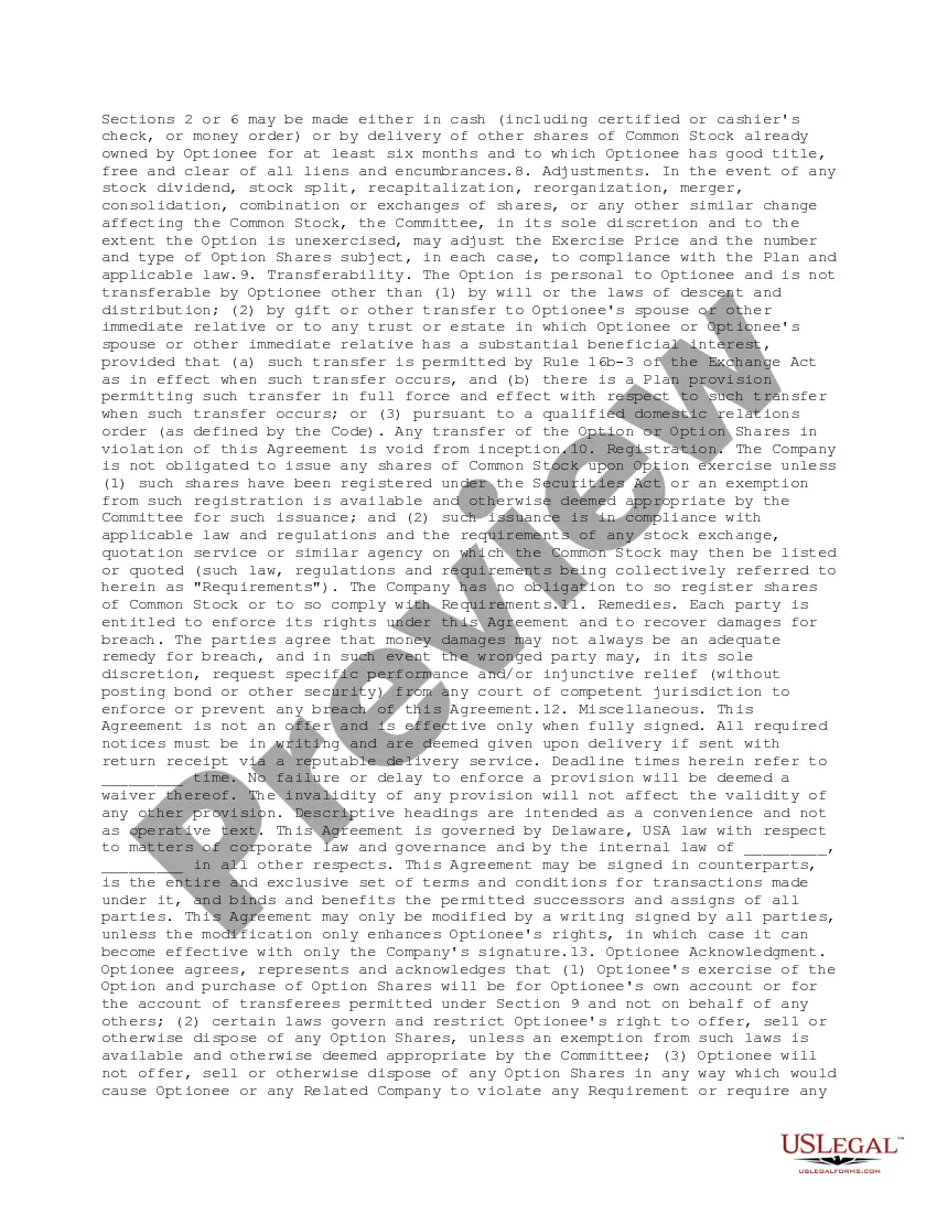Get Non Employee Director Stock Option Agreement Preview Non Employee Director Stock Option Agreement