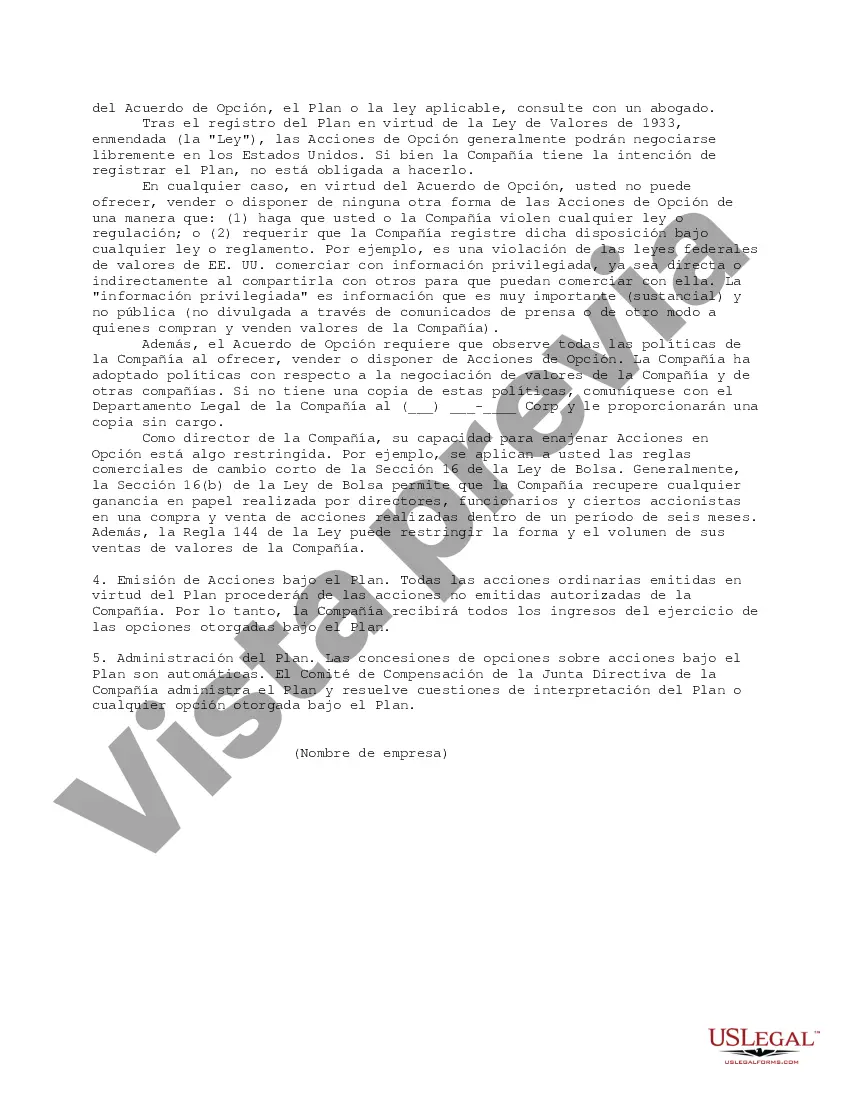 Preview Folleto de opciones sobre acciones para directores no empleados