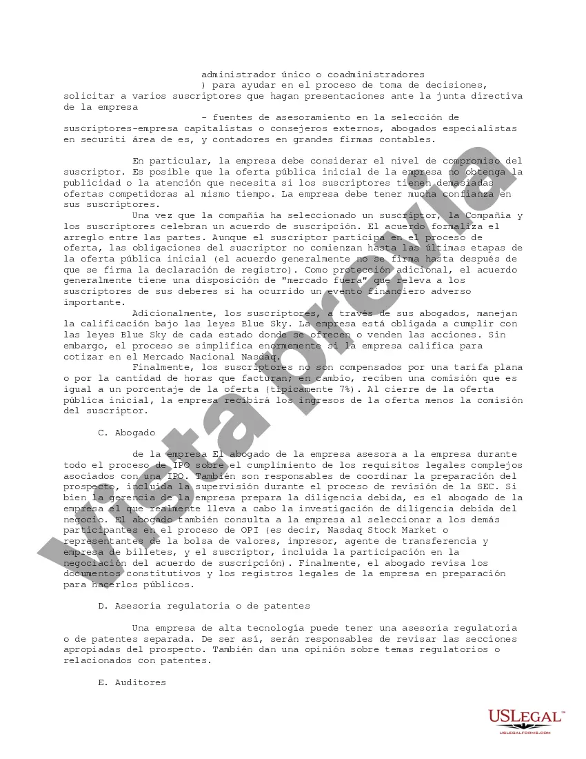 Preview Memorándum completo previo a la salida a bolsa para empresas de alta tecnología