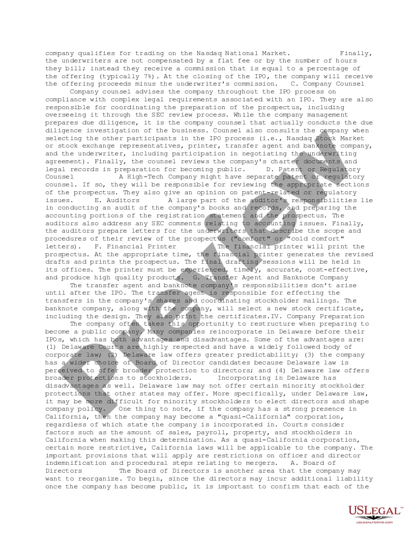 Get Comprehensive Pre-IPO Memo for High-Tech Companies Preview Comprehensive Pre-IPO Memo for High-Tech Companies