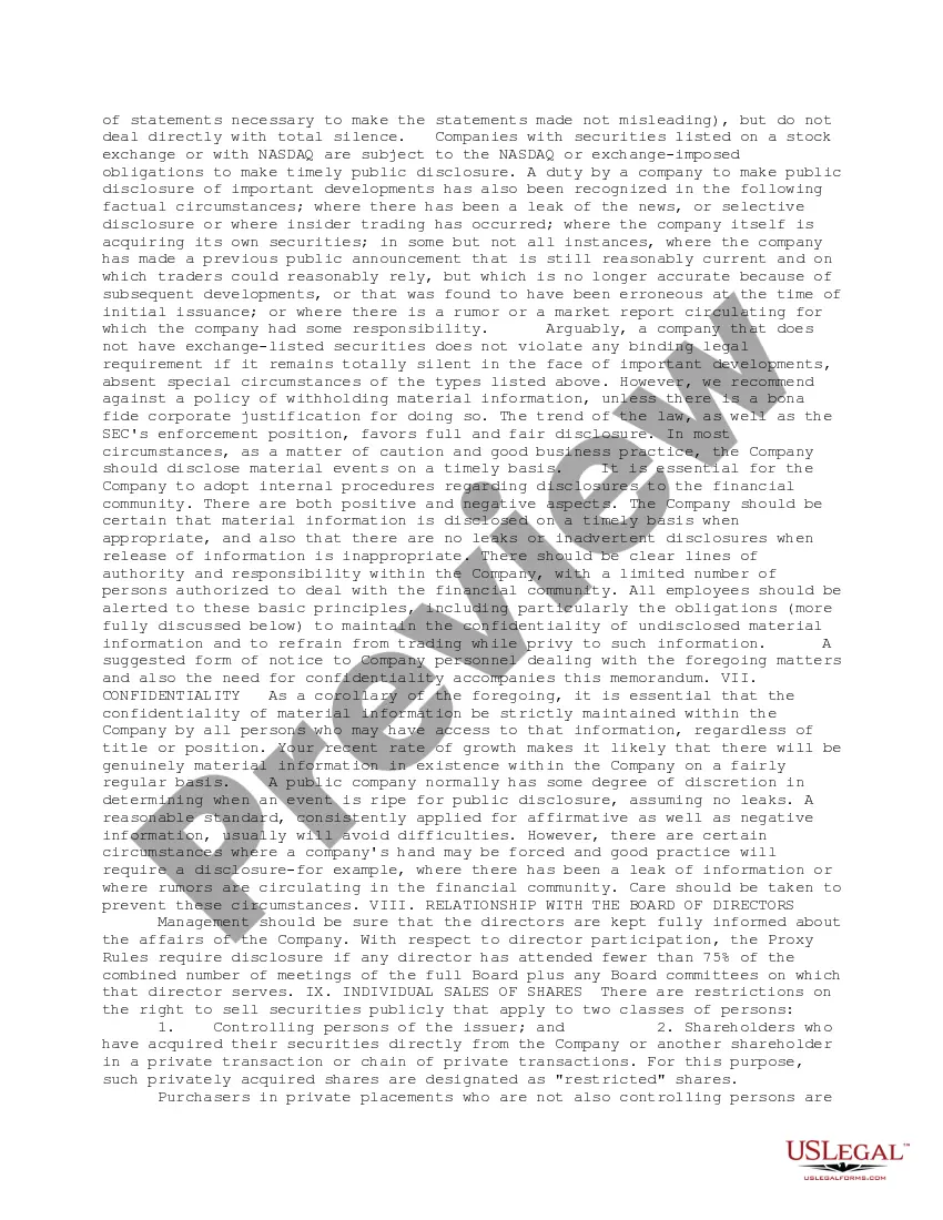 Get Selected Consequences of Public Company Status Memorandum Preview Selected Consequences of Public Company Status Memorandum