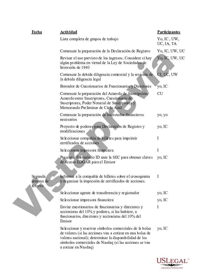 Get Cronograma de tiempo y responsabilidad de la OPI Preview Cronograma de tiempo y responsabilidad de la OPI