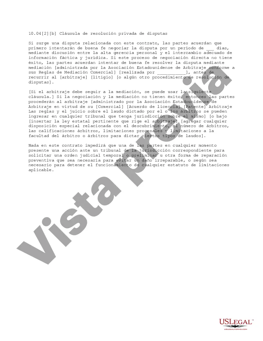 Get Cláusula privada de resolución de disputas Preview Cláusula privada de resolución de disputas