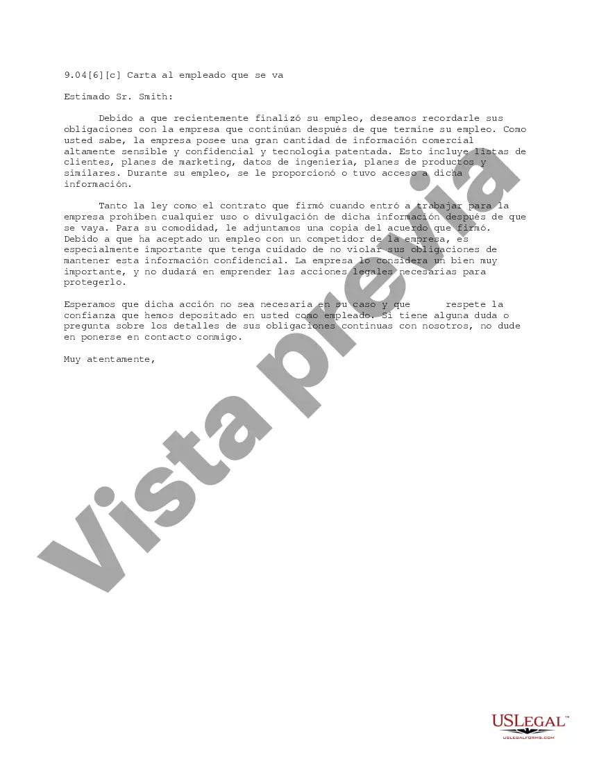 Preview Carta al empleado que se va