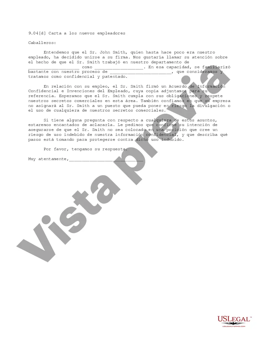 Preview Carta al nuevo empleador