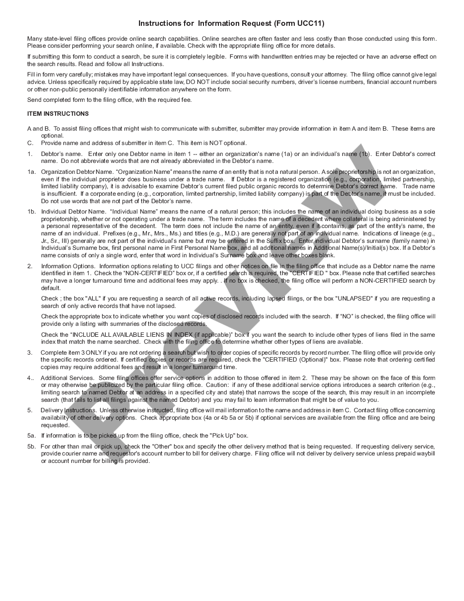page 0 UCC11 Information Request preview