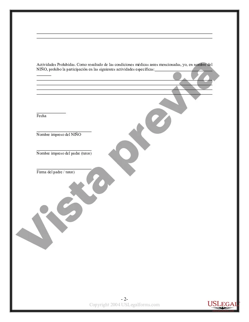 Preview Renuncia y Liberación de Responsabilidad para Menores de Edad por Eventos Culturales o Étnicos