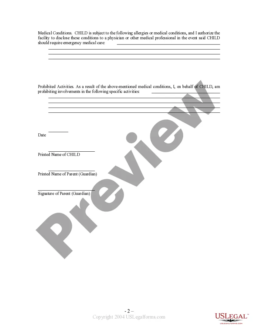 Get Waiver and Release From Liability For Minor Child for Cultural or Ethnic Events Preview Waiver and Release From Liability For Minor Child for Cultural or Ethnic Events