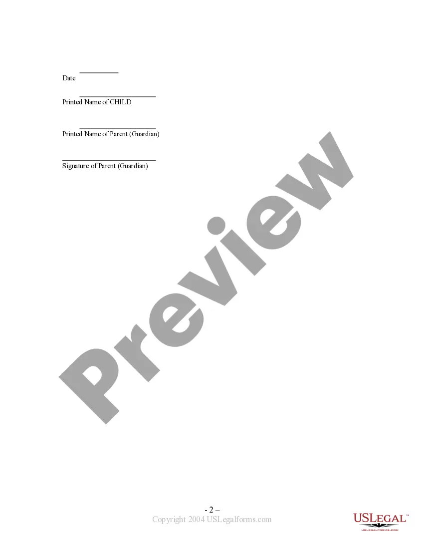 Get Waiver and Release From Liability For Minor Child for Healthcare Preview Waiver and Release From Liability For Minor Child for Healthcare