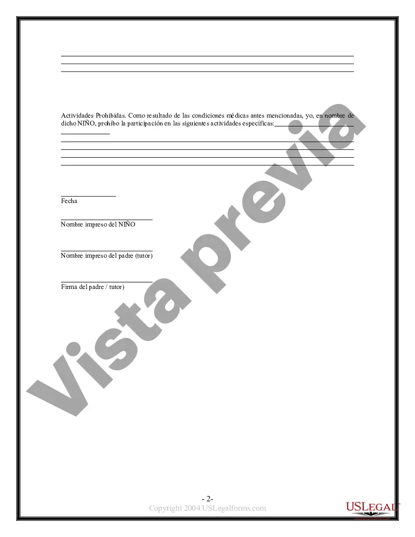 Preview Exención y liberación de responsabilidad para niños menores de edad para atletismo
