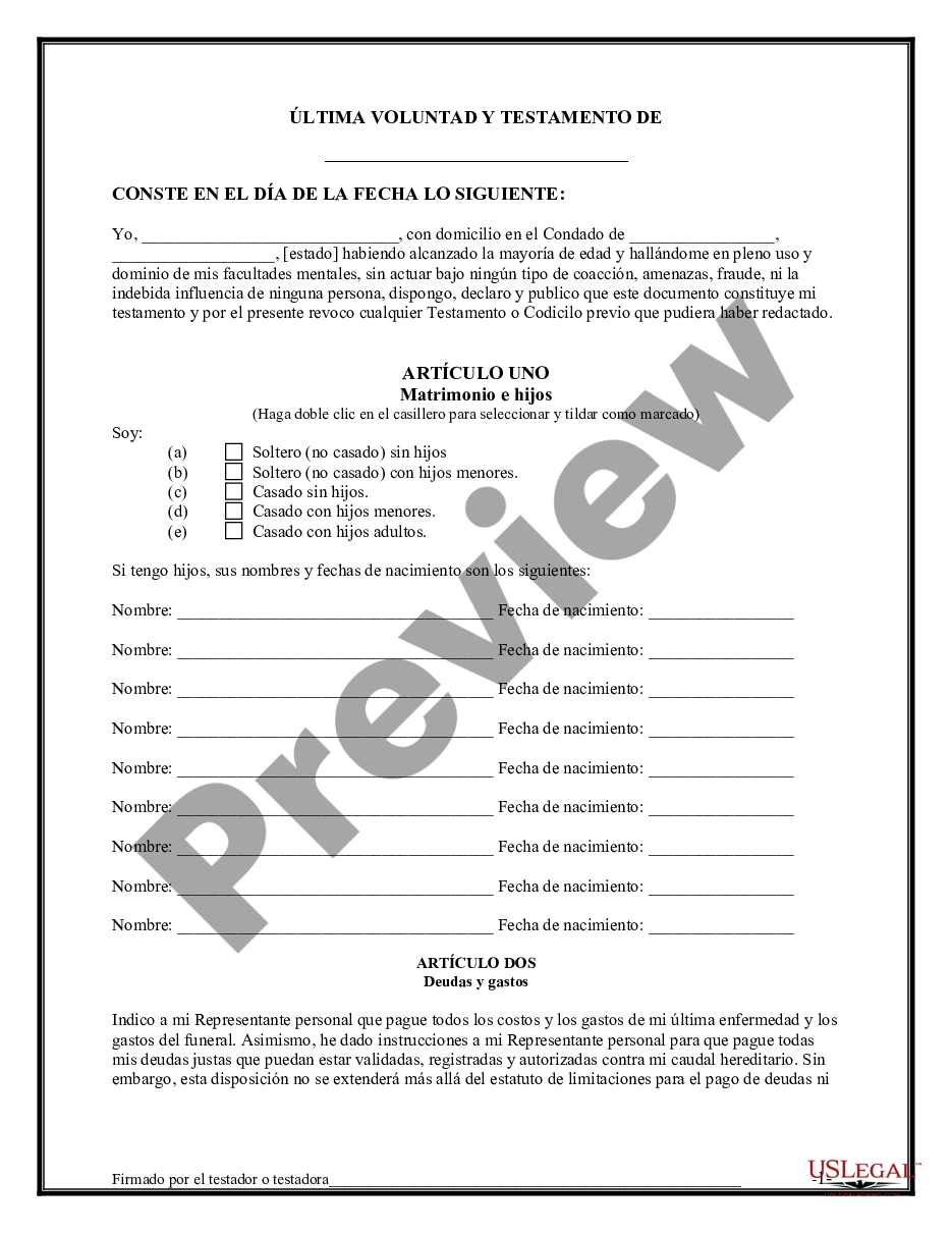 Free Printable Last Will And Testament Blank Forms Michigan 1 