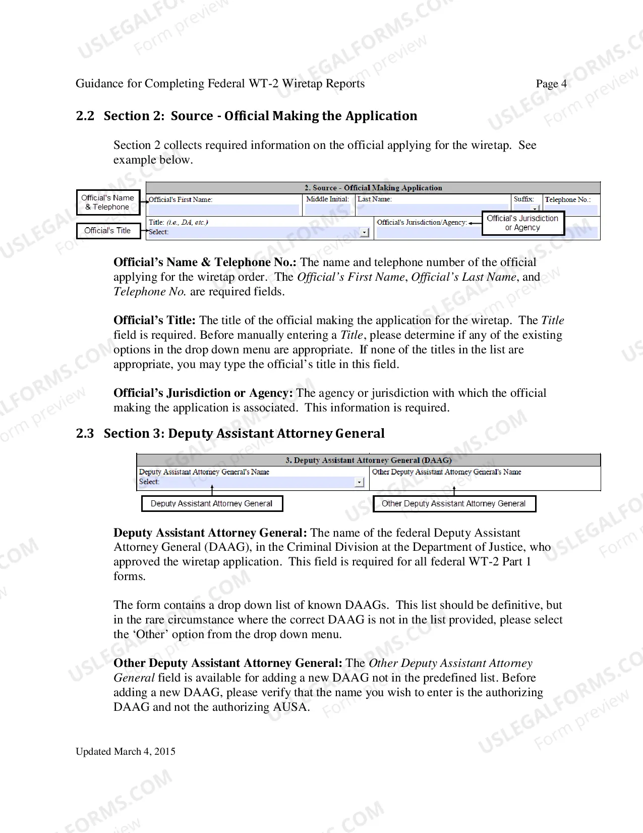 Preview Instructions for Report of Application and/or Order Authorizing Interception of Communications (Federal)