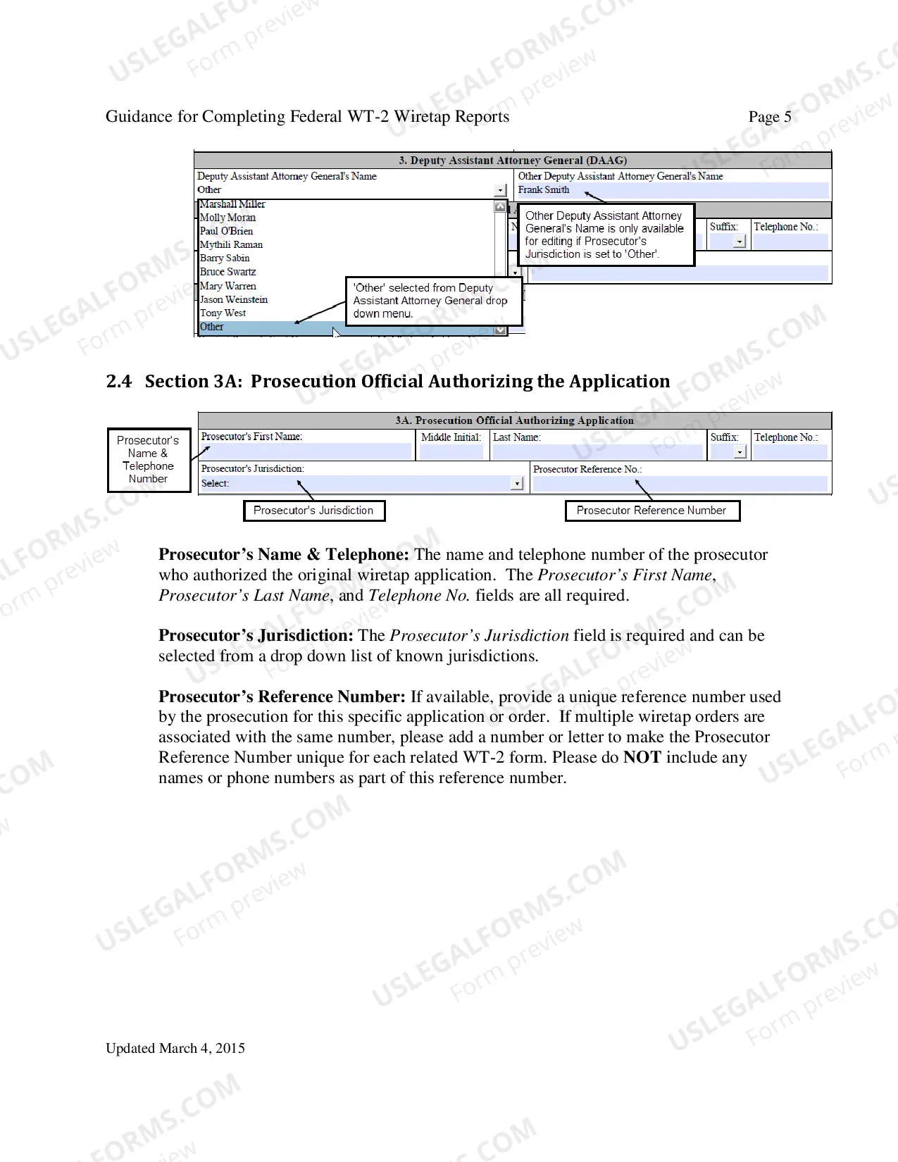 Preview Instructions for Report of Application and/or Order Authorizing Interception of Communications (Federal)